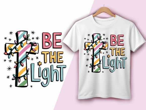 Christian Cross Be the Light Christmas T-Shirt Designs