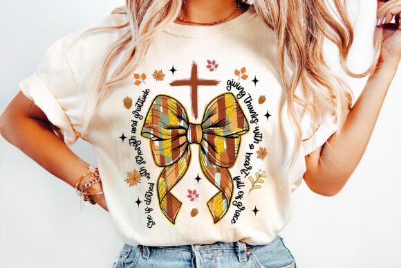 Coquette Gold Glitter Christian Fall PNG for T-Shirt Designs