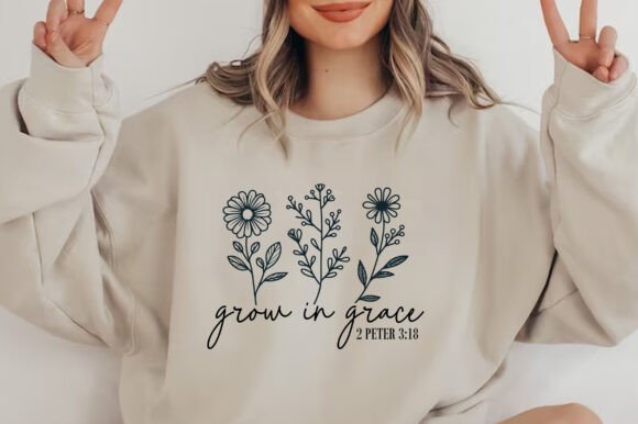 Grow in Grace SVG, Flower, Christian PNG for T-Shirt Designs
