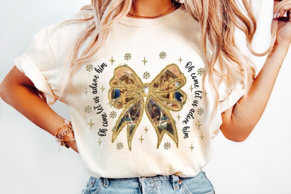 Jesus Christmas Coquette Bow PNG for T-Shirt Designs