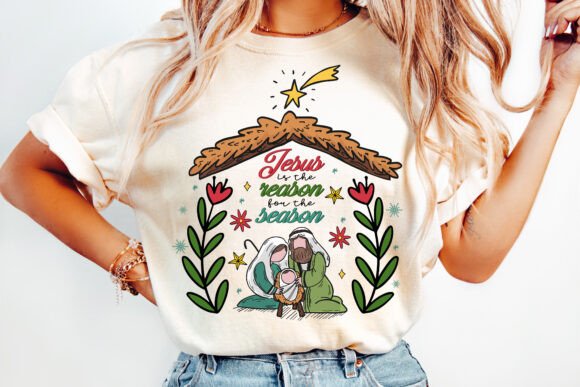 Jesus Christmas Nativity Scene PNG for T-Shirt Designs