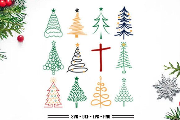 Minimalist Christian Christmas Tree PNG for T-Shirt Designs