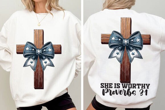 She is Worthy Bow PNG: T-Shirt Designs with Christian Flair